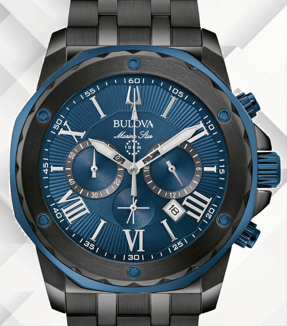 Bulova Marine Star Chronograph Stainless Steel Quartz Men s Watch 98 Passion for Timepieces