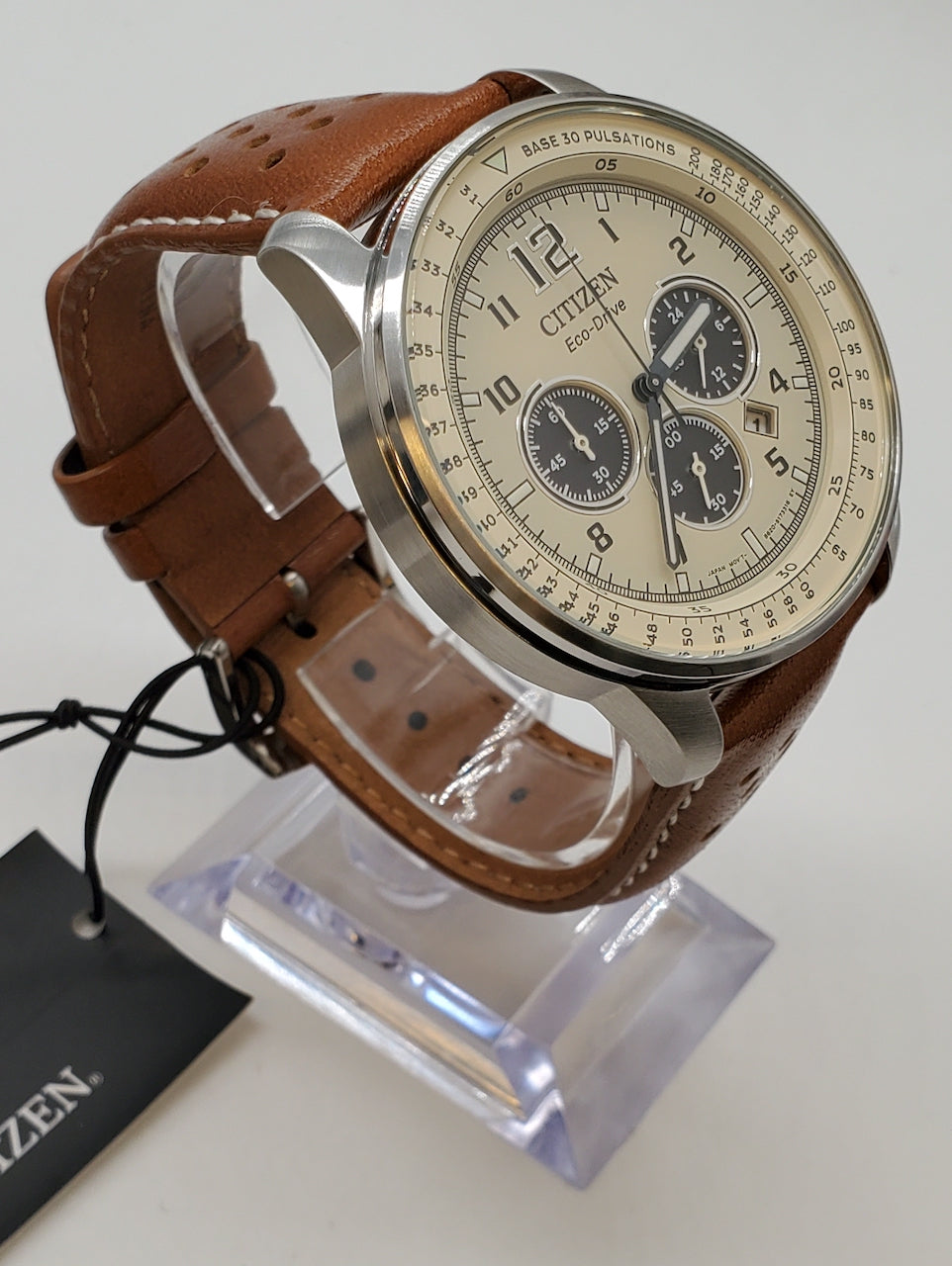 Citizen Eco-Drive Weekender, Chronograph Stainless Steel Leather Men's Quartz Watch - CA4500-08X