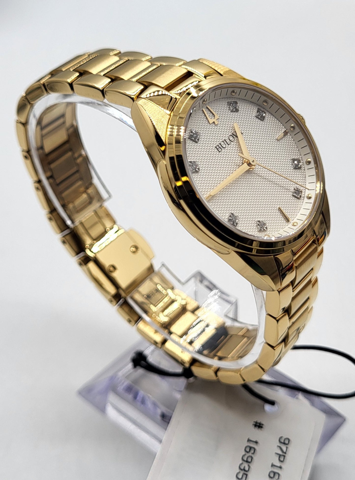 Bulova - Diamond Dial Gold Stainless Steel Women's Quartz Watch - 97P161