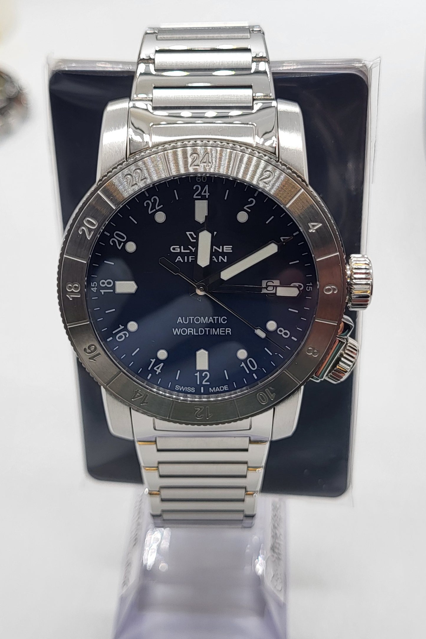 Glycine - Airman, GMT Stainless Steel Blue Dial Automatic Men's Watch - GL0156