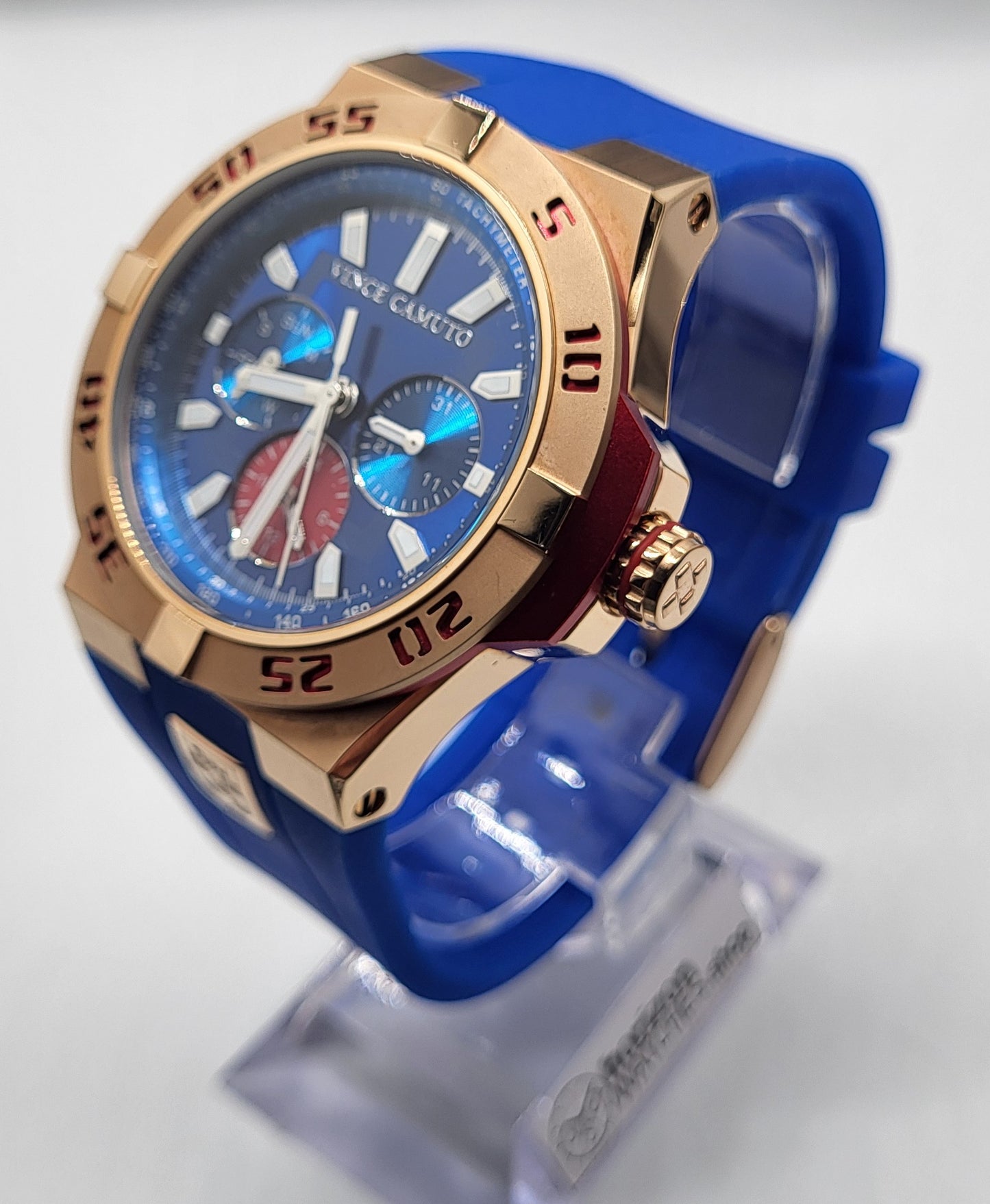 VINCE CAMUTO - Rose Gold Blue Silicone Men's Quartz Watch - VC/1010BLRGC