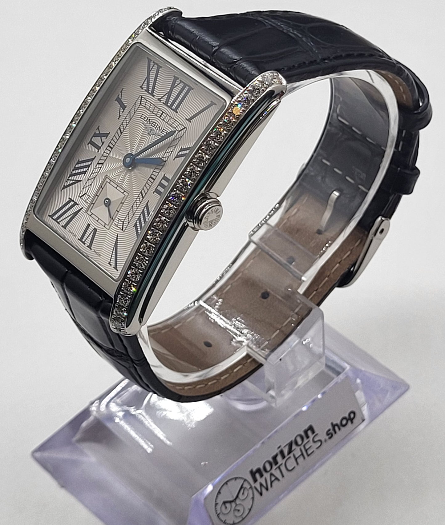 Longines - DolceVita, Gemmed Stainless Leather Women's Quartz Watch L57550710