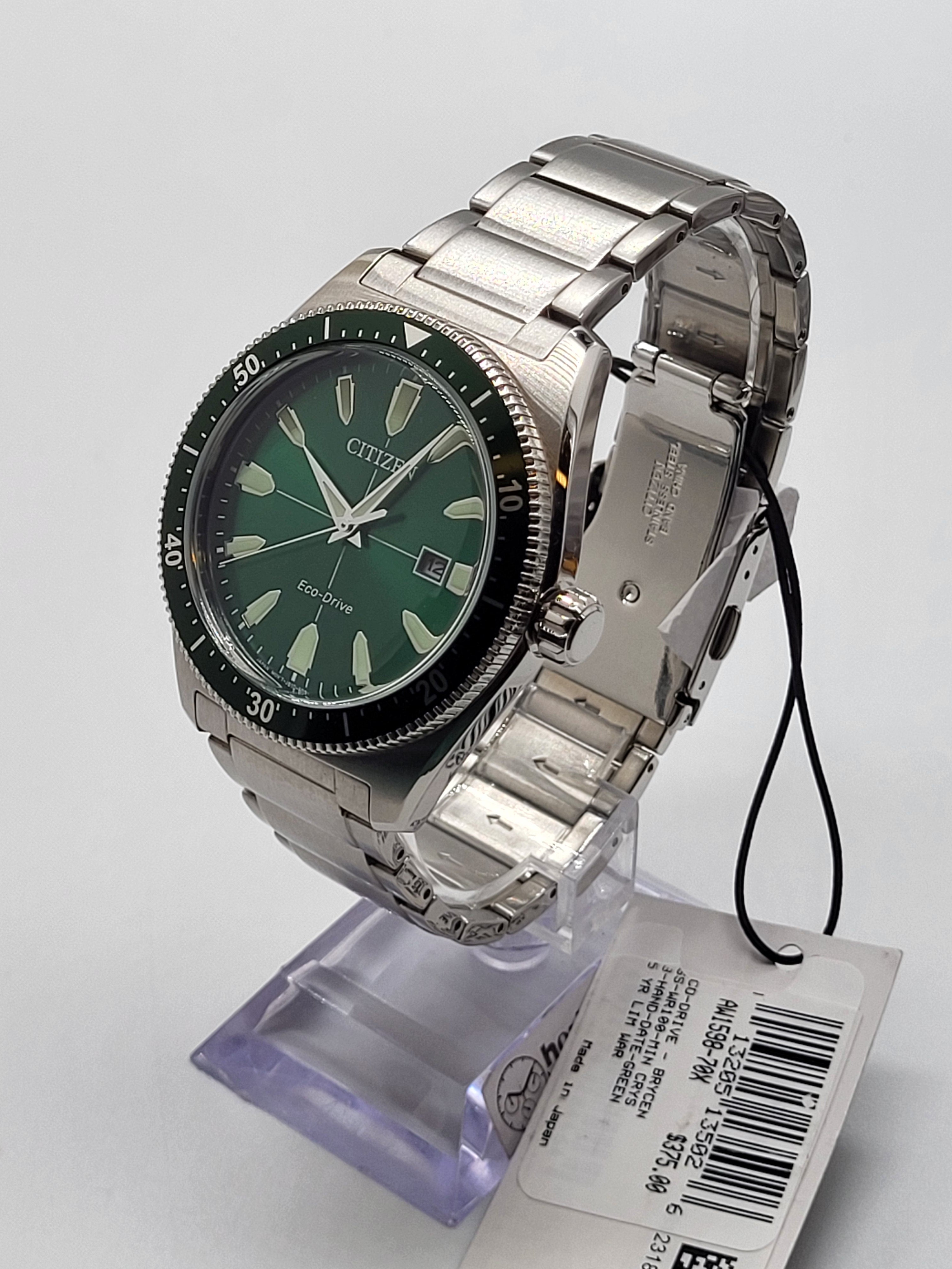 Citizen Vintage Brycen Sport Eco Drive Green Dial Watch AW1598 70X Passion for Timepieces