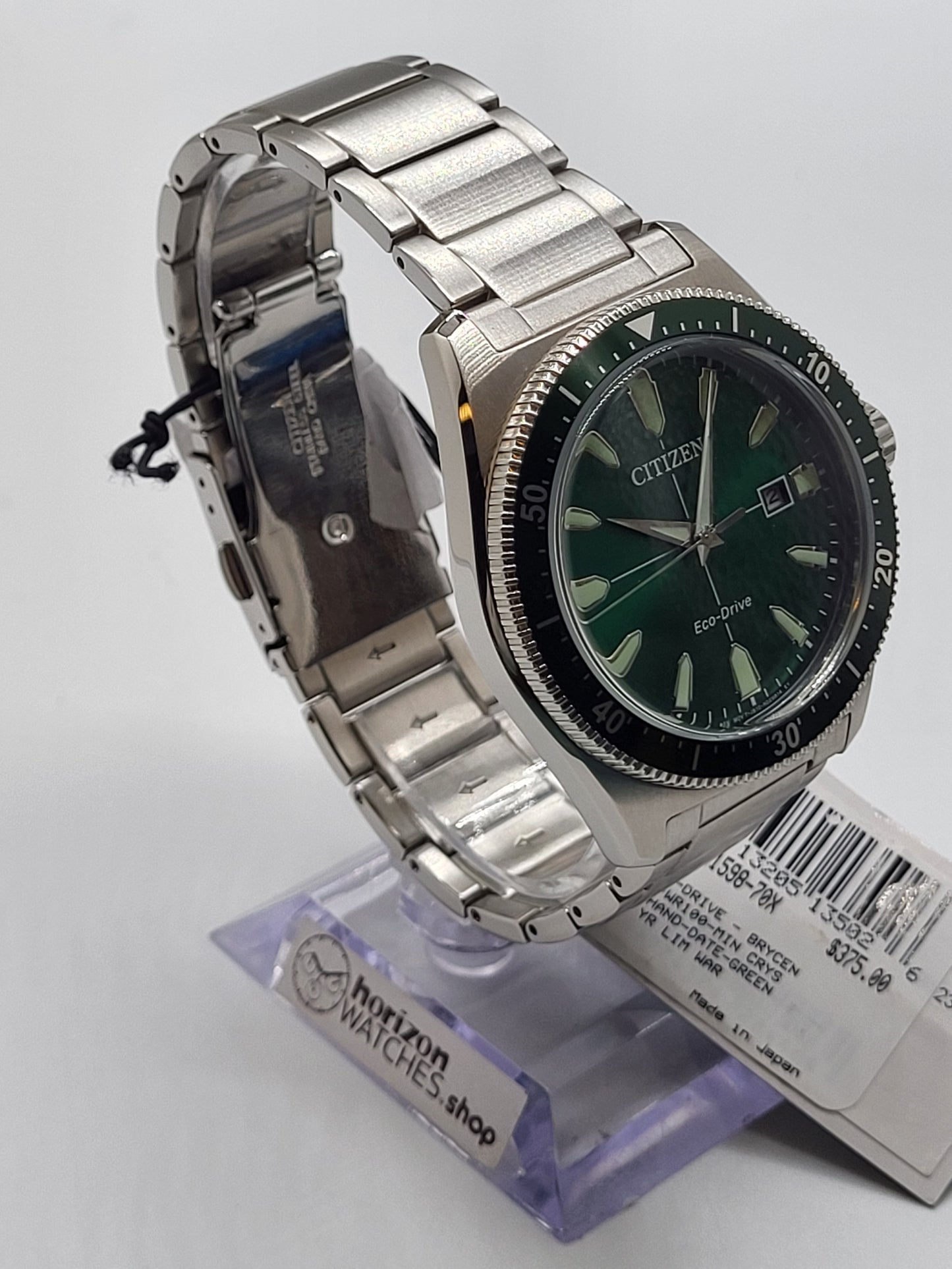 Citizen Vintage Brycen Sport Eco-Drive Green Dial Watch - AW1598-70X