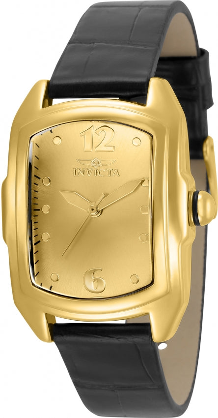 Invicta - Lupah, Gold Dial Black Leather Women's Quartz Watch - 35349