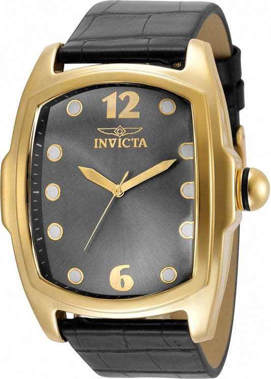 Invicta - Lupah, Gold Dial Black Leather Men's Quartz Watch - 35377