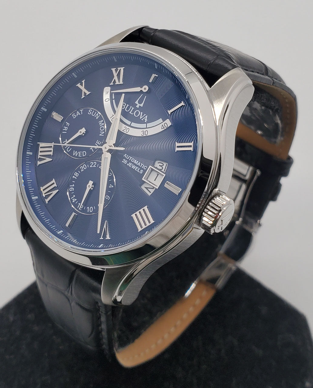 Bulova - Classic Wilton, Blue Dial Leather Automatic Men's Watch - 96C142