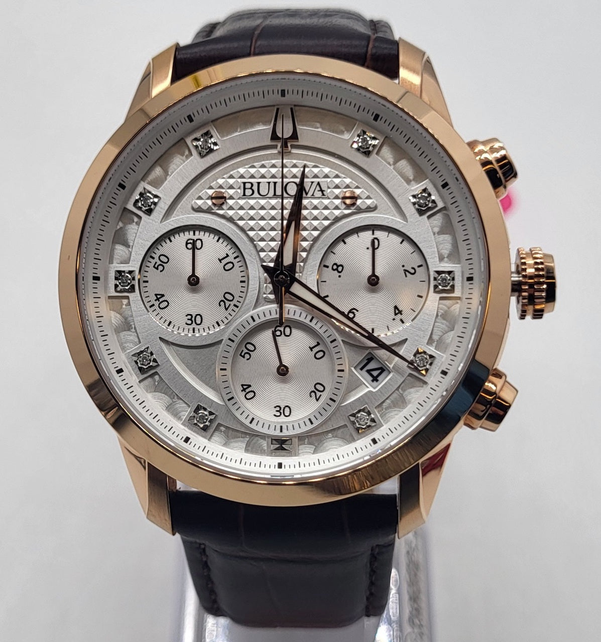 Bulova - Classic Diamond Chronograph Stainless Quartz Men's Watch - 97D133