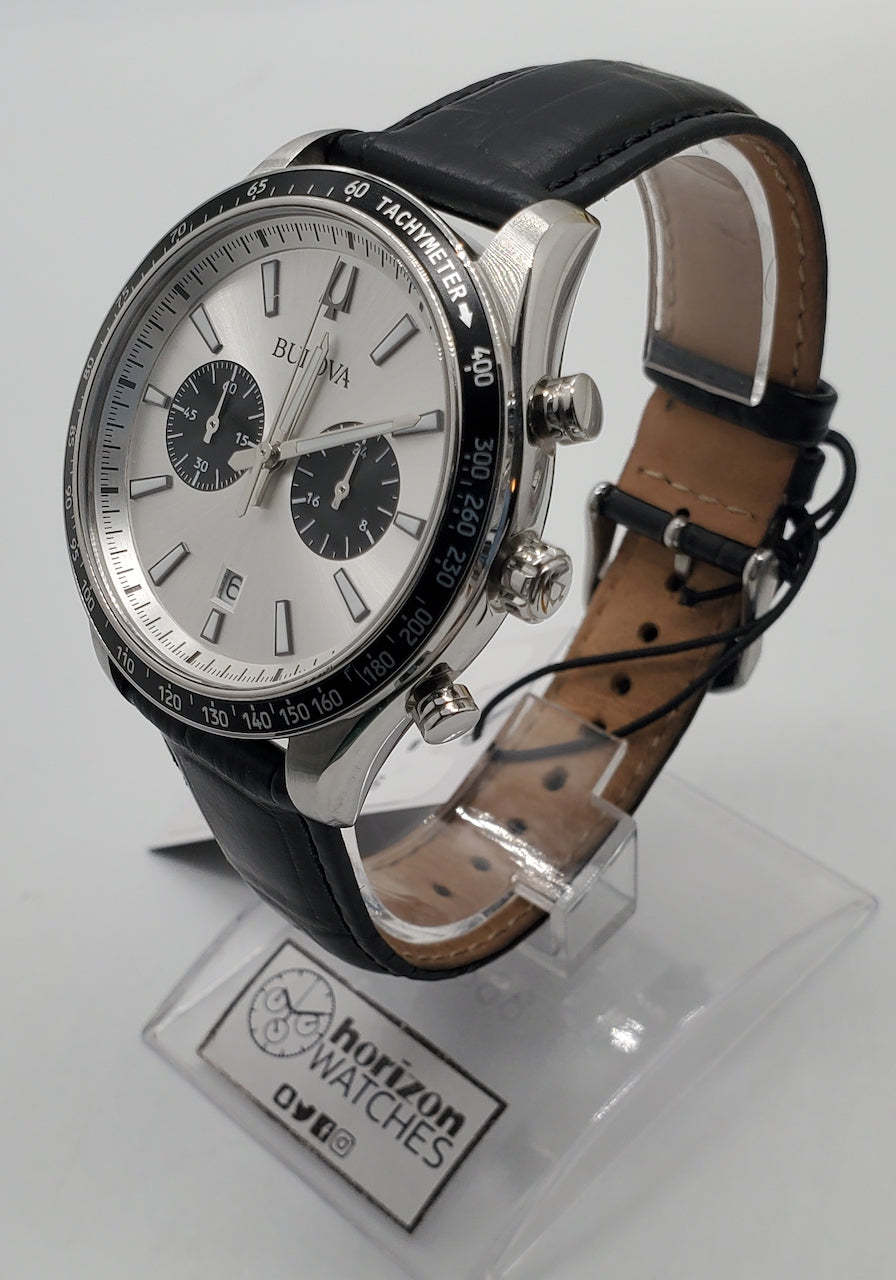Bulova - Classic, Stainless Chrono Leather Men's Quartz Watch - 98B389