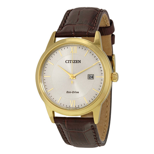 Citizen Eco-Drive Corso, Gold Brown White Dial Men's Quartz Watch - AW1232-04A