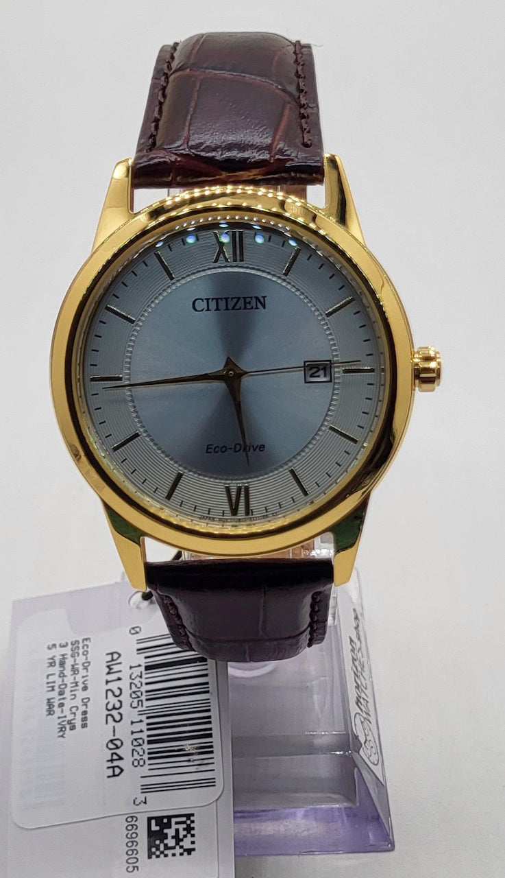 Citizen Eco-Drive Corso, Gold Brown White Dial Men's Quartz Watch - AW1232-04A