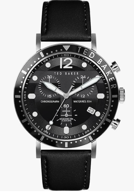 Ted Baker - Marteni, Black Leather Strap Men's Quartz Watch - BKPMRS2049I