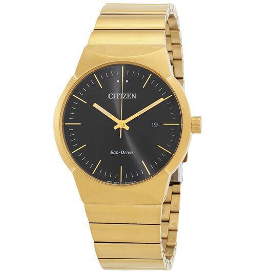 Citizen Eco-Drive Axiom, Gold Stainless Black Dial Men's Quartz Watch BM7582-56E