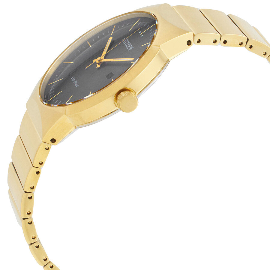 Citizen Eco-Drive Axiom, Gold Stainless Black Dial Men's Quartz Watch BM7582-56E