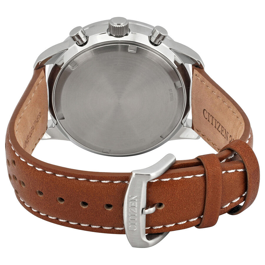 Citizen Eco-Drive Weekender, Chronograph Stainless Steel Leather Men's Quartz Watch - CA4500-08X