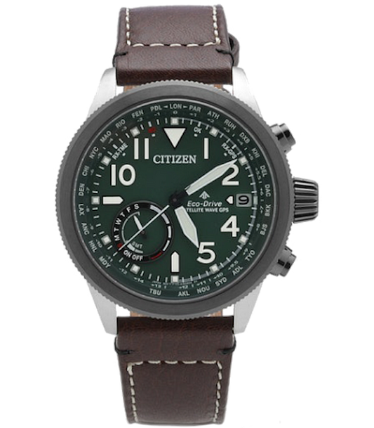 Citizen Eco-Drive Satellite Wave-World Time Leather Men's Watch CC3064-01X