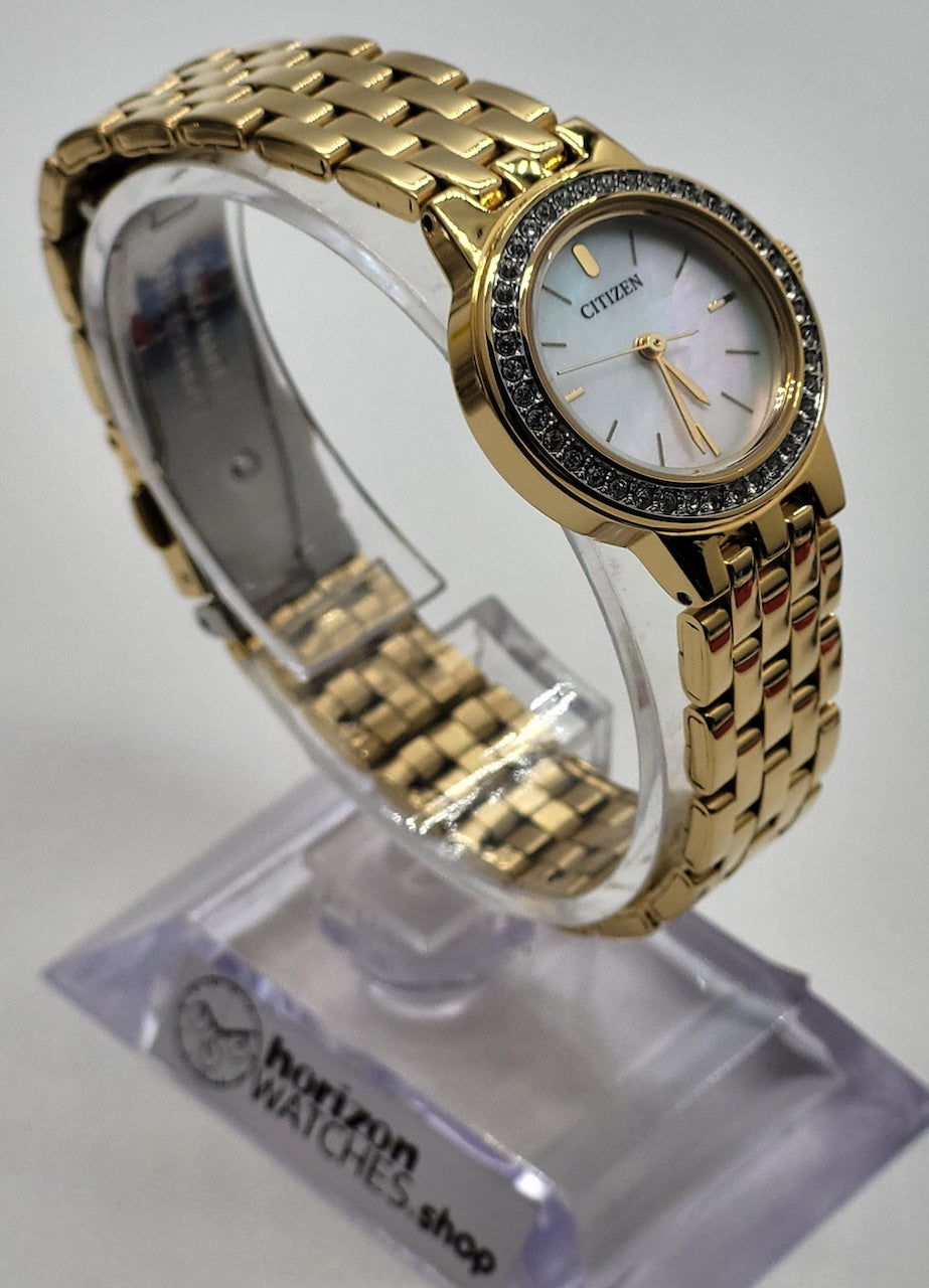 Citizen Crystal Accent Gold Stainless Women's Quartz Watch - EJ6102-64D