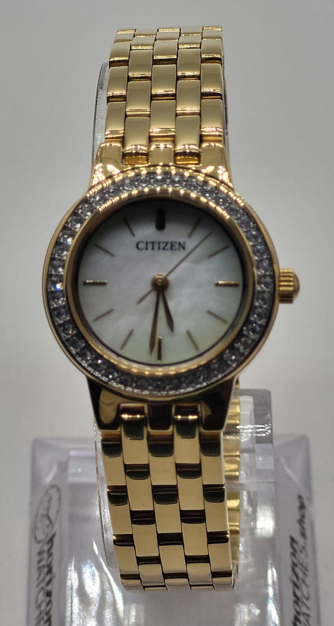 Citizen Crystal Accent Gold Stainless Women's Quartz Watch - EJ6102-64D