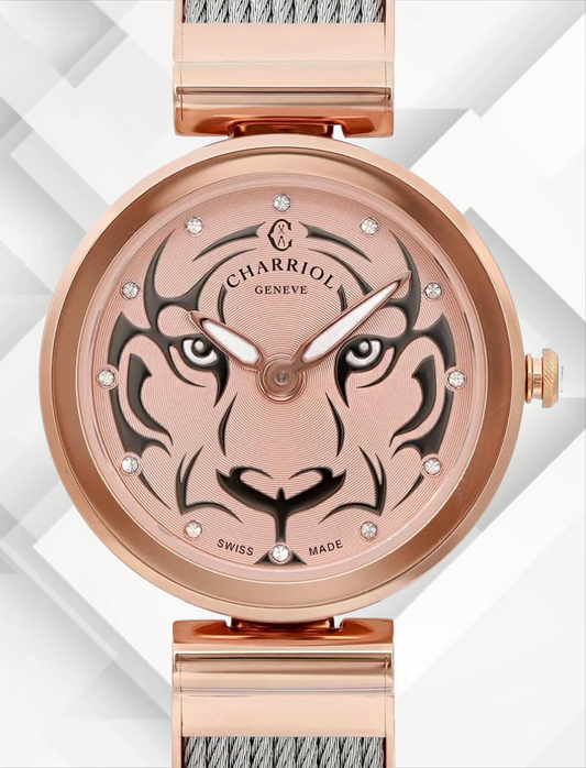 Charriol - Forever Tiger, PVD Steel Women's Quartz Watch - FE32.102.029