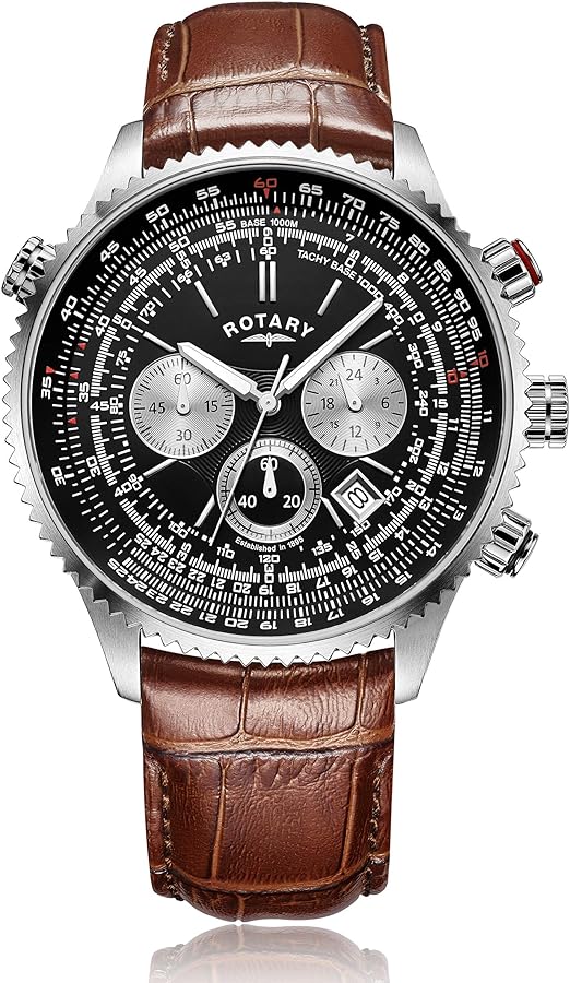 Rotary - Aviator, Leather Men's Quartz Watch - GS00100/04/BRN