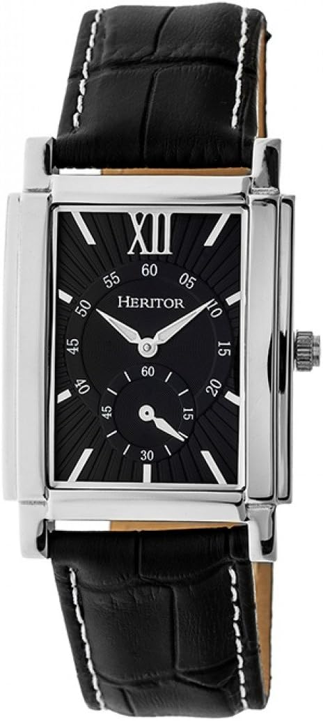 Heritor - Frederick, Stainless Black Leather Men's Automatic Watch - HERHR6102