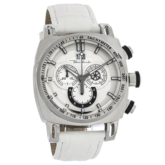 RITMO MUNDO - Racer, Chronograph White Leather Stainless Men's Quartz Watch - 2221/4