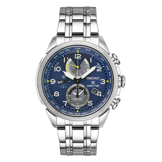 SEIKO - Prospex, Stainless Steel Solar World Time Men's Quartz Watch - SSC507