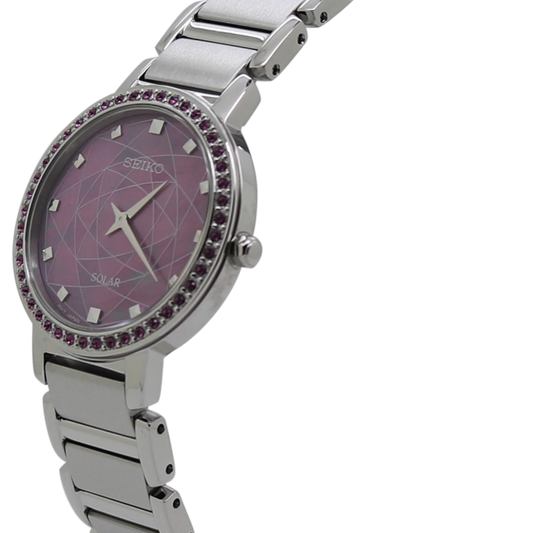 SEIKO - Essentials Gemmed Pink Solar Stainless Women's Quartz Watch - SUP453