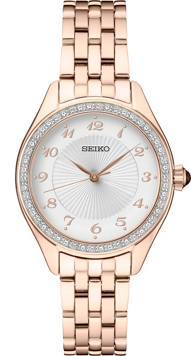 SEIKO - Essentials, Gemmed Gold Stainless Steel Women's Quartz Watch - SUR396