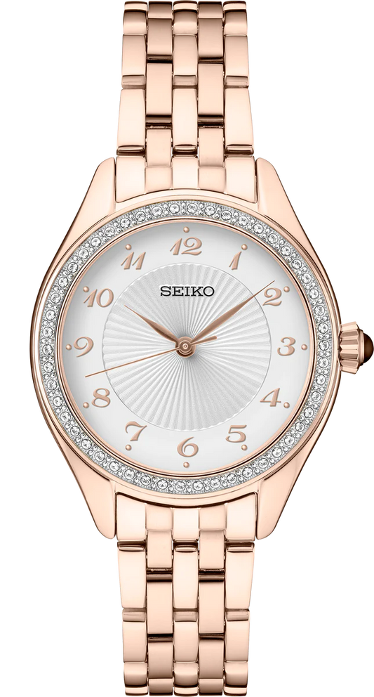 SEIKO - Essentials, Gemmed Gold Stainless Steel Women's Quartz Watch - SUR396