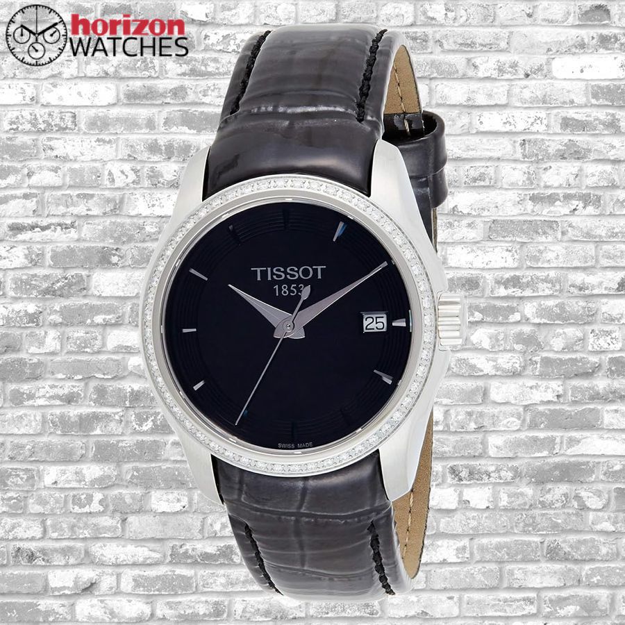 Tissot - Couturier, Diamond Black Leather Women's Quartz Watch - T0352106605100