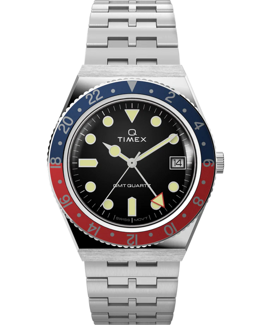Timex Q GMT 38mm Stainless Steel Bracelet Men's Quartz Watch - TW2V38000VQ