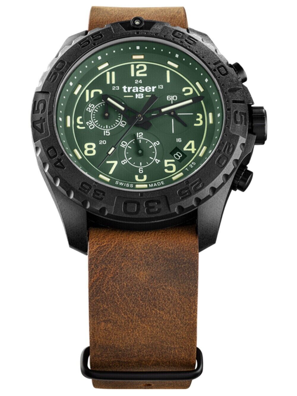 Traser H3 P96 Evolution OdP Black Green Chronograph Tritium Men's Watch 109047
