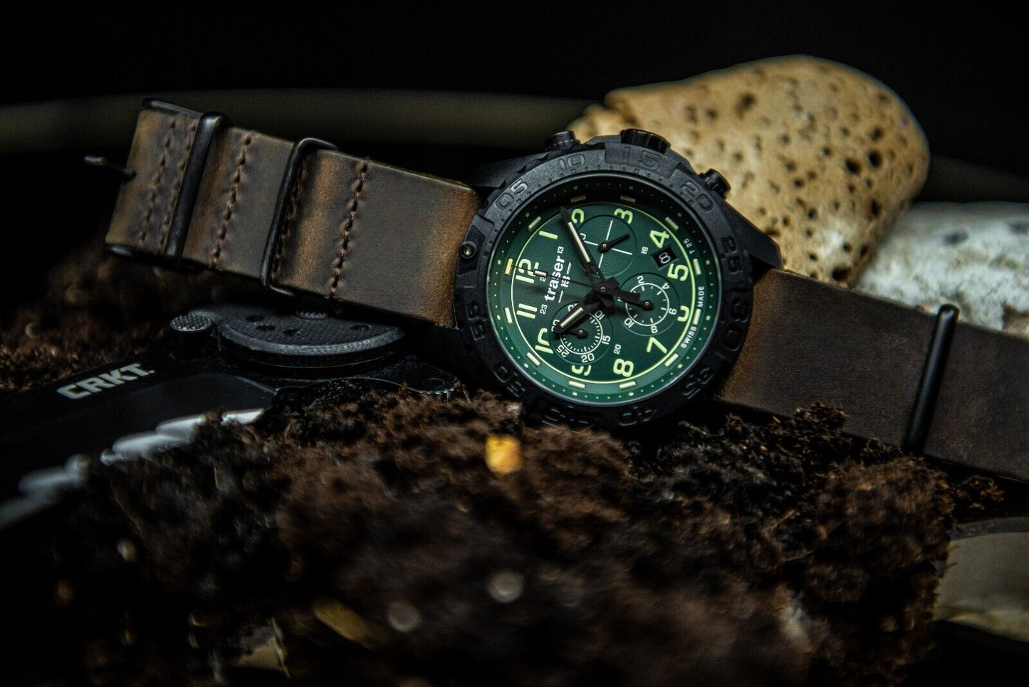 Traser H3 P96 Evolution OdP Black Green Chronograph Tritium Men's Watch 109047