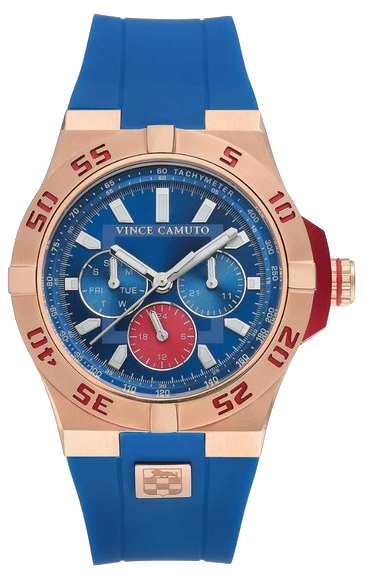 VINCE CAMUTO - Rose Gold Blue Silicone Men's Quartz Watch - VC/1010BLRGC