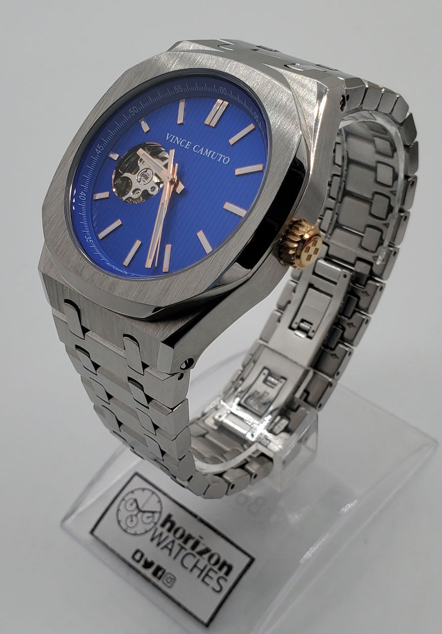 Vince Camuto VC1152BLSV Men's 43mm Stainless Steel Blue Dial Automatic orders Watch